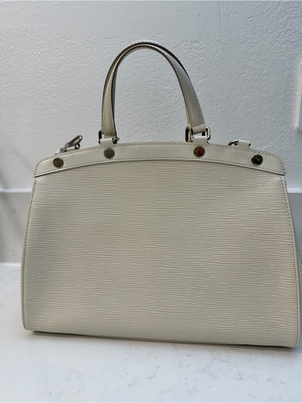 Louise Vuitton Epi Leather Soufflot MM Tote - Ivory / Off White - Picture 2 of 11